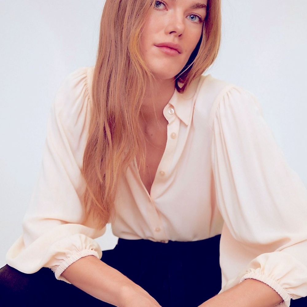 Mango light peach Shan puffed-sleeve blouse